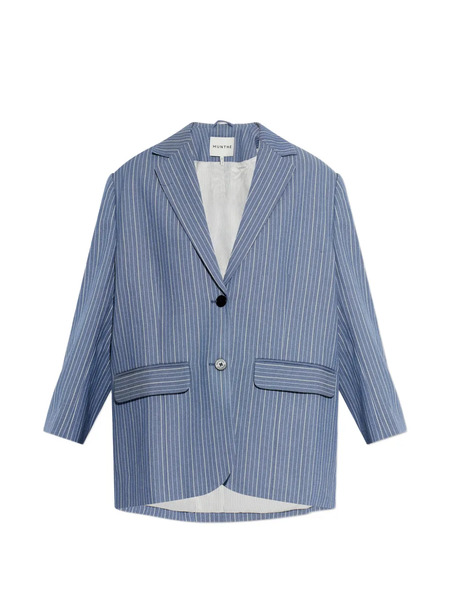  Munthe Pinstripe Button Blazer - Blue 