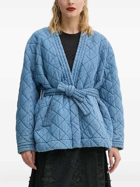  Munthe Quilted Belted Denim Jacket - Blue 