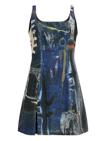  Munthe Sequin Abstract-print Mini Dress - Blue 