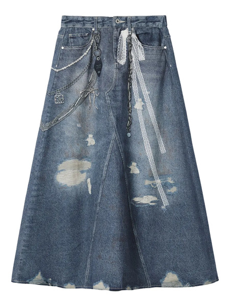  Musium Div. Denim Midi Skirt - Blue 