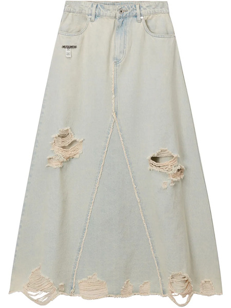  Musium Div. Distressed Denim Maxi Skirt - Blue 