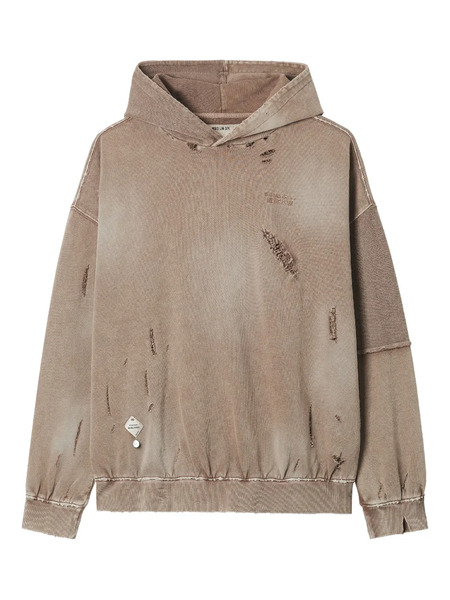  Musium Div. Distressed Panelled Hoodie - Brown 