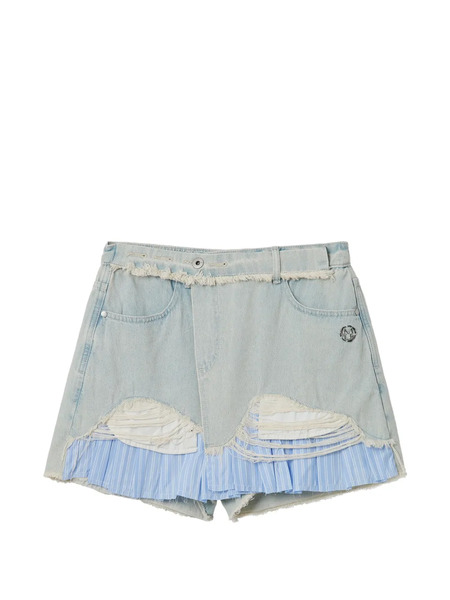  Musium Div. Distressed Ruffled Shorts - Blue 