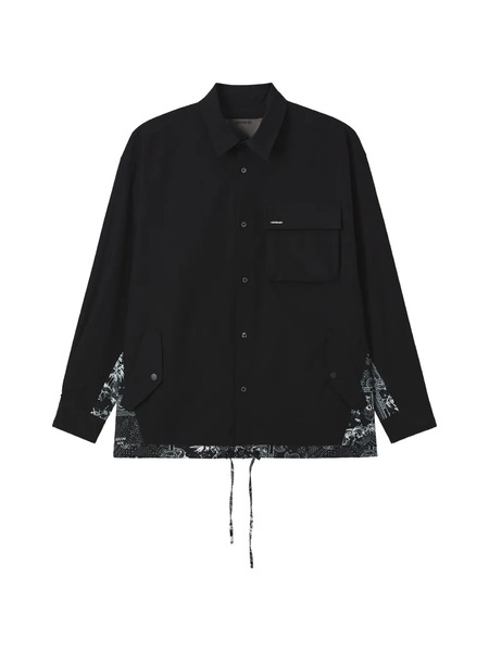  Musium Div. Paisley Panel Pocket Shirt - Black 