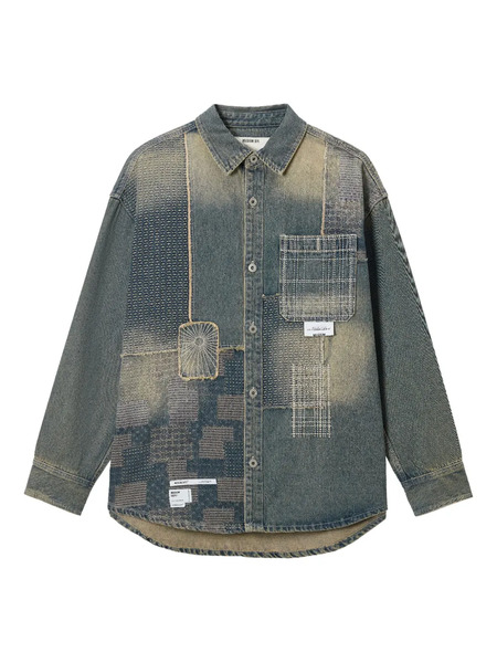  Musium Div. Patchwork Denim Shirt - Blue 