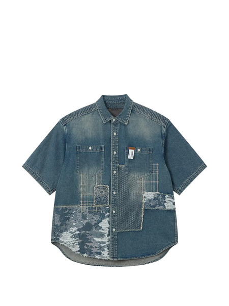  Musium Div. Patchwork Denim Shirt - Blue 