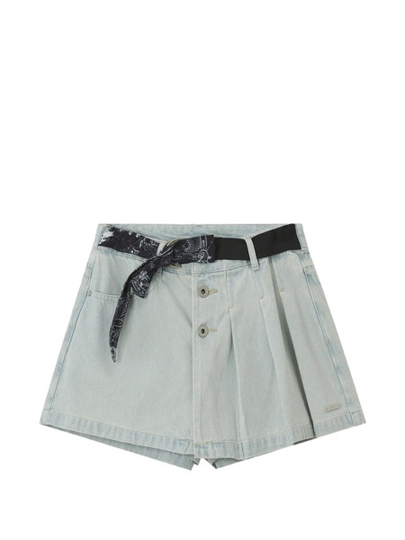  Musium Div. Pleated Button Shorts - Blue 