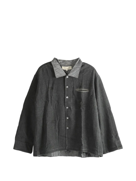  Mutedance Chest-pocket Check-collar Shirt - Grey 