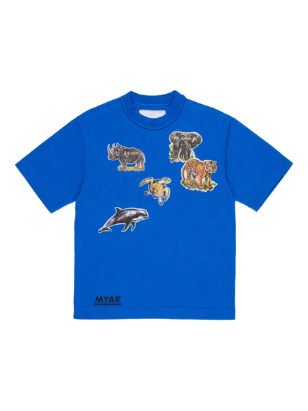  Myar Animal-applique T-shirt - Blue 