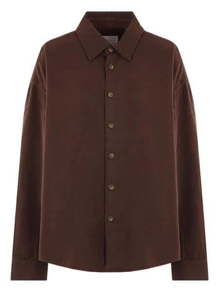  Mythinks Button-down Curved-hem Shirt - Brown 