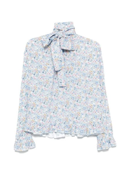  Nº21 Bow Floral Blouse - Blue 