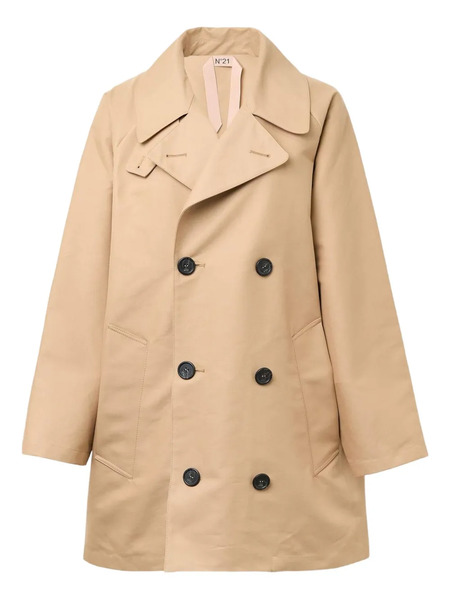  Nº21 Buttoned Double-breasted Coat - Neutrals 