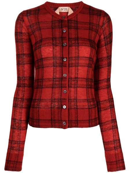  Nº21 Check-print Buttoned Cardigan - Red 