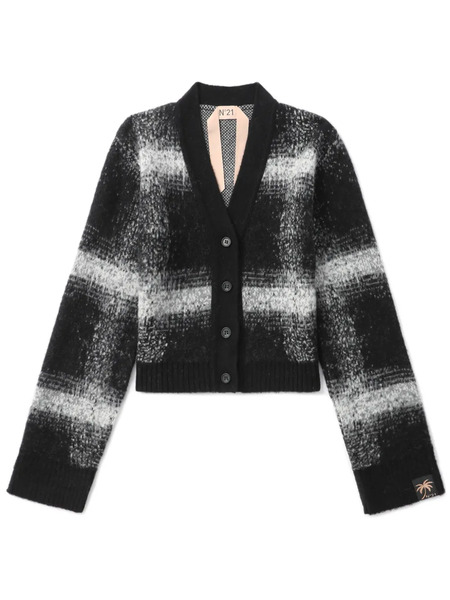  Nº21 Checked Cropped Cardigan - Black 