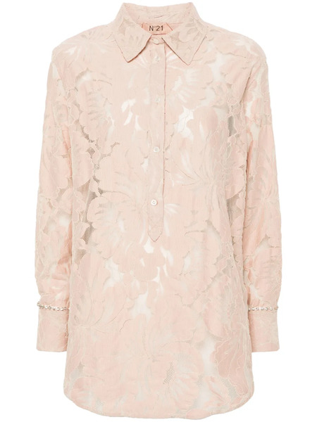  Nº21 Corded-lace Blouse - Pink 