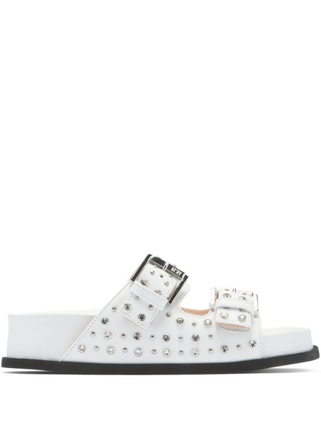  Nº21 Crystal-embellished Double-strap Slides - White 