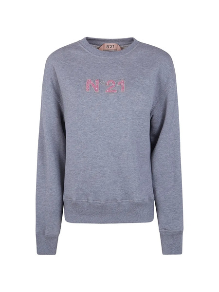  Nº21 Crystal-embellished Sweatshirt - Grey 