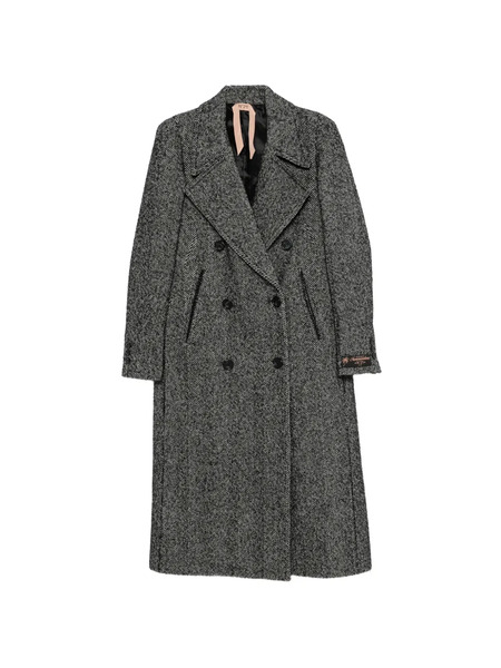  Nº21 Double-breasted Woven Coat - Grey 