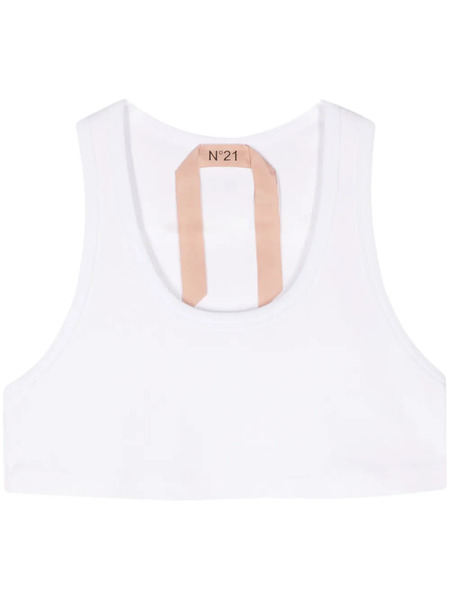  Nº21 Jersey Crop Top - White 