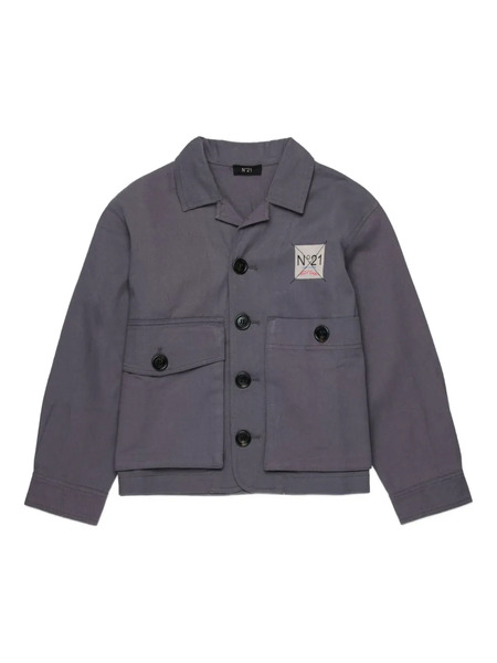  Nº21 Kids Buttoned Patch Bomber Jacket - Grey 