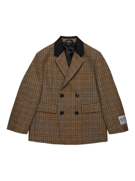  Nº21 Kids Houndstooth Blazer - Brown 