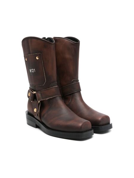  Nº21 Kids Leather Boots - Brown 