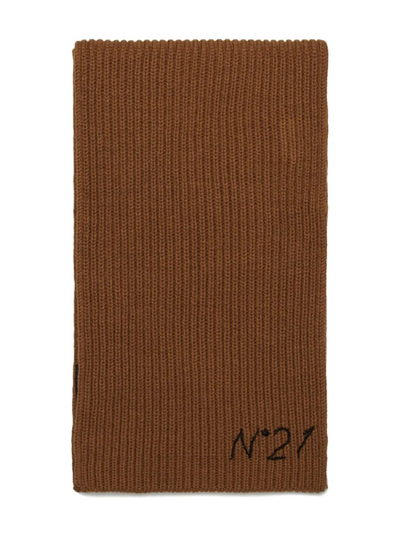  Nº21 Kids Logo-embroidered Scarf - Brown 
