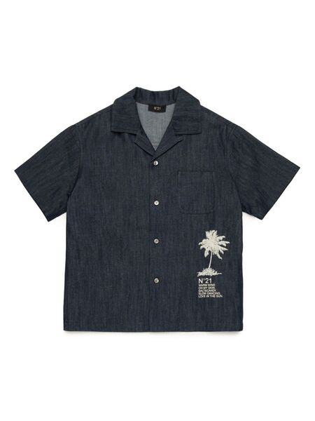  Nº21 Kids Palm-tree-print Shirt - Blue 