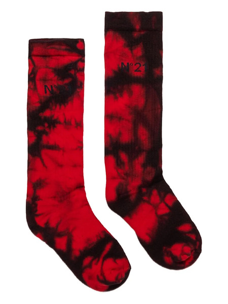  Nº21 Kids Tie-dye Socks - Red 