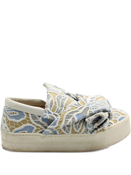  Nº21 Knot-detail Lace Sneakers - Neutrals 