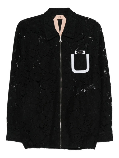  Nº21 Lace Zip-front Jacket - Black 