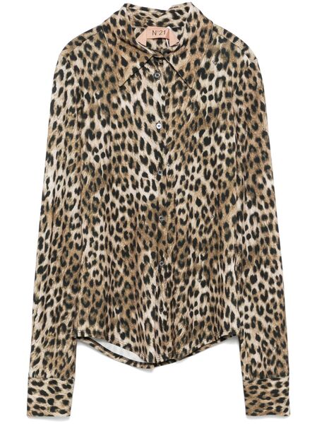  Nº21 Leopard-print Blouse - Brown 