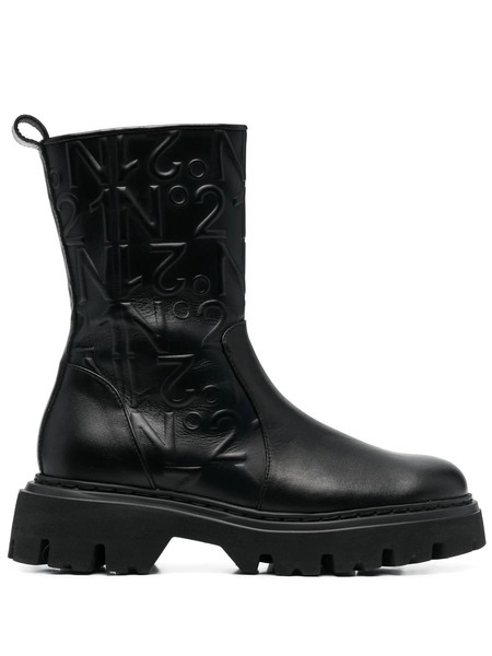  Nº21 Logo-embossed Combat Ankle Boots - Black 