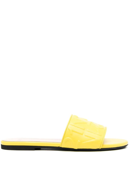  Nº21 Logo-embossed Leather Slides - Yellow 