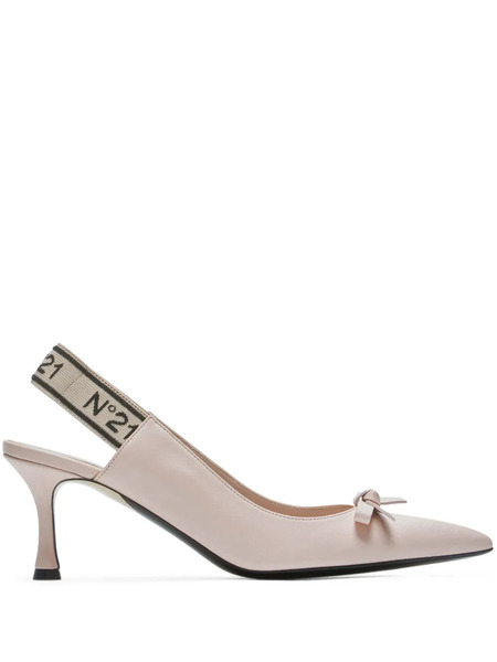  Nº21 Logo-strap Bow Leather Pumps - Pink 