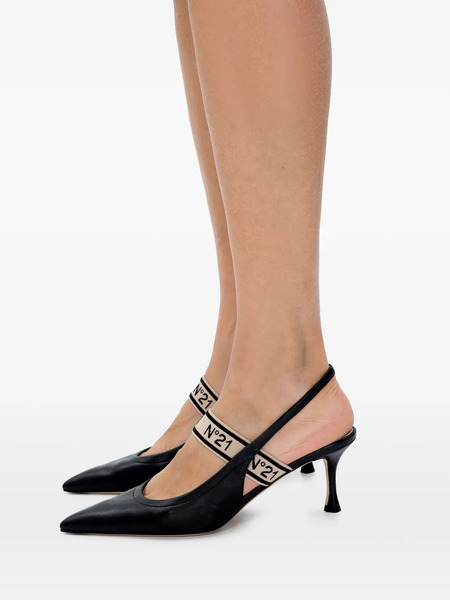  Nº21 Logo-strap Slingback Pumps - Black 