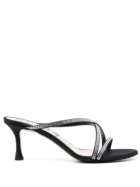  Nº21 60mm Crystal-embellished Crossover-strap Mules - Black 