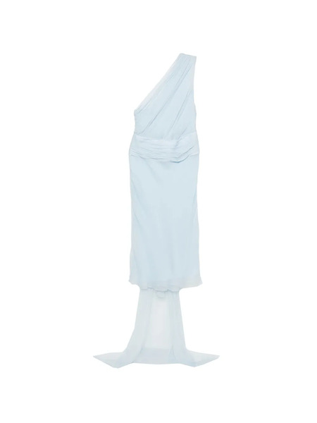  Nº21 One-shoulder Draped Midi Dress - Blue 
