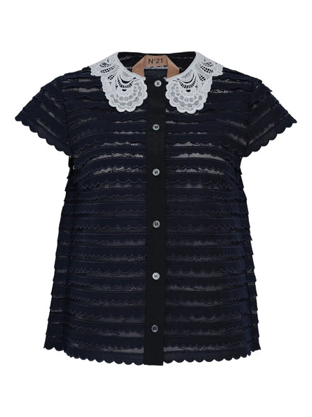  Nº21 Peterpan Collar Scallop Top - Blue 