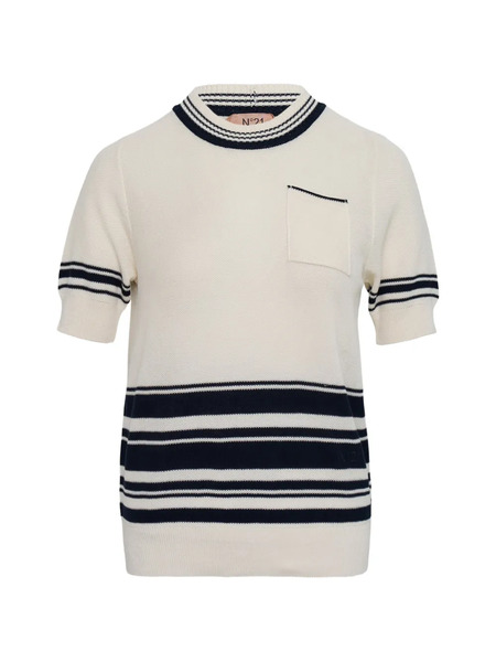  Nº21 Pocket Striped Sweater - White 