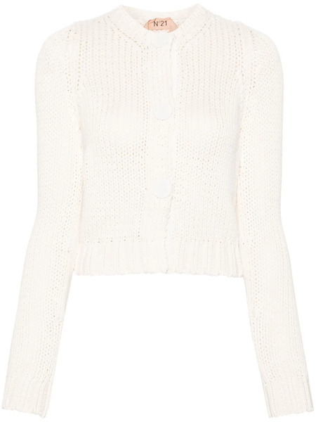  Nº21 Press-stud Chunky-knit Cardigan - White 