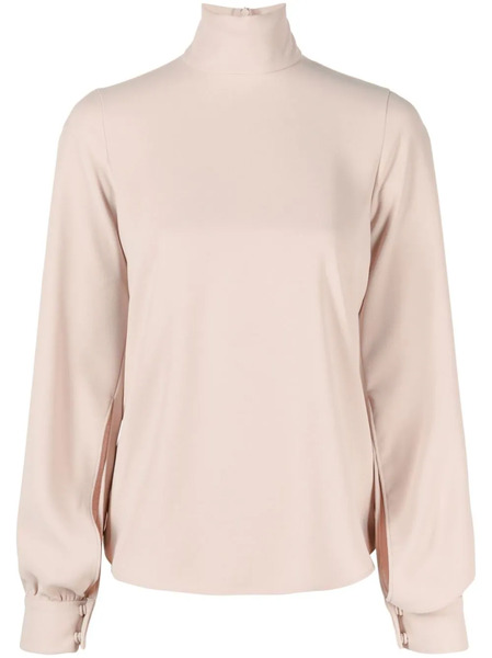  Nº21 Puff-sleeves Crepe Blouse - Neutrals 