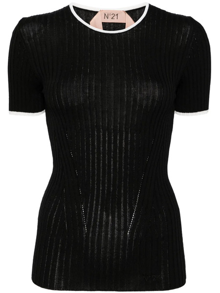  Nº21 Ribbed-knit T-shirt - Black 