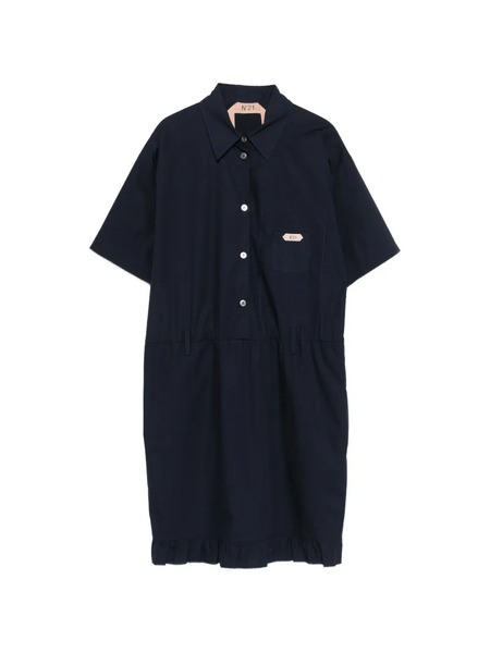  Nº21 Ruffle-trim Short-sleeve Dress - Blue 