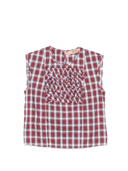  Nº21 Ruffled-detail Check-pattern Blouse - Red 