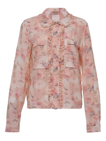  Nº21 Ruffled Floral Blouse - Pink 