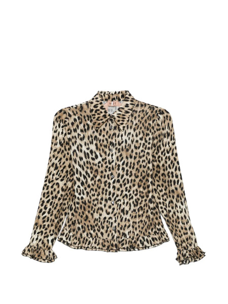  Nº21 Ruffled-trim Leopard-print Shirt - Neutrals 