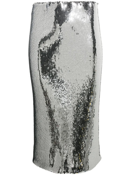  Nº21 Sequin Midi Skirt - Silver 