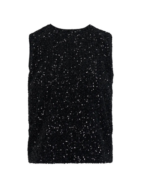  Nº21 Sequins Sleeveless Top - Black 