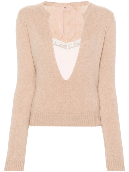  Nº21 U-neck Layered Jumper - Neutrals 